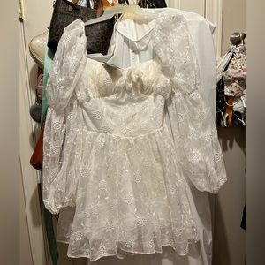 Engagement White lace short dress